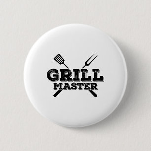 Badge Rond 5 Cm Grill Master Grilling Byrbecue Bbq Smoker Graphism