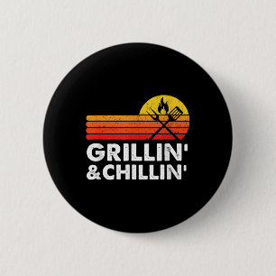 Badge Rond 5 Cm Grillades Et Fumée De Fumée Viande Barbecue Cadeau