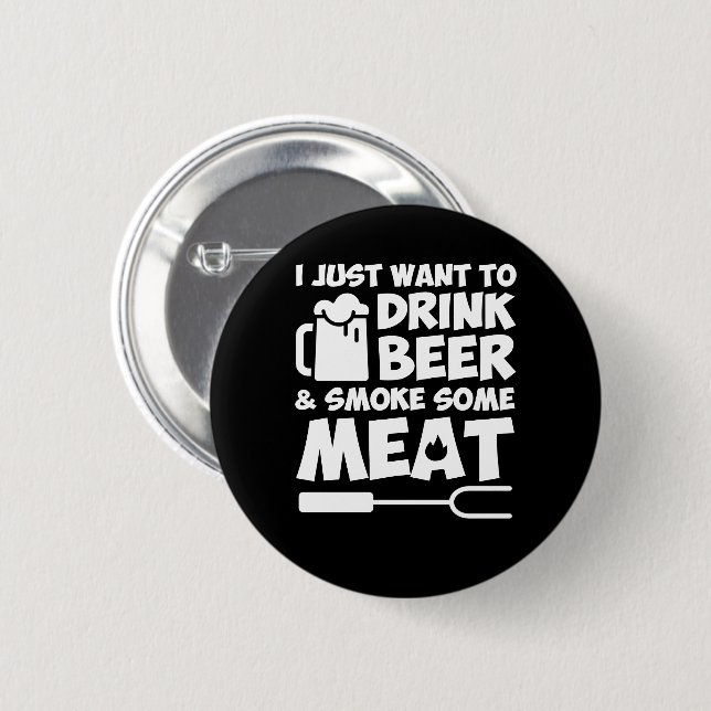 Badge Rond 5 Cm Griller de BBQ veulent la bière de boissons de la (Devant & derrière)