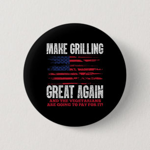 Badge Rond 5 Cm Griller la grande encore drôle Trump Bbq Pit Maste