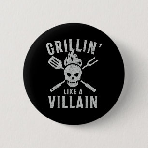 Badge Rond 5 Cm Grillin Drôle Comme Un Méchant Barbecue Grillant C