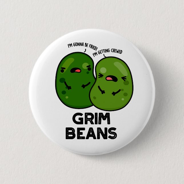 Badge Rond 5 Cm Grim Haricots Fruits de légumes amusants (Devant)