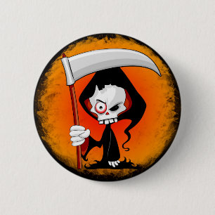 Badge Rond 5 Cm Grim Reaper Déplaisant Drôle Cartoon