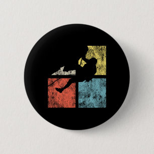 Badge Rond 5 Cm Grimpeuse sur rocher rétro vintage