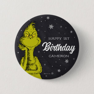 Badge Rond 5 Cm Grinch Chalkboard Anniversaire