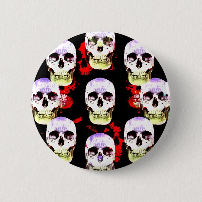 Badge Rond 5 Cm Grinning Halloween skuls (Devant)