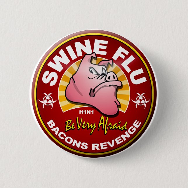 Badge Rond 5 Cm Grippe de porcs - vengeance de lards ! (Devant)