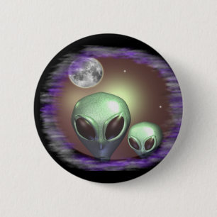 Badge Rond 5 Cm gris Alien