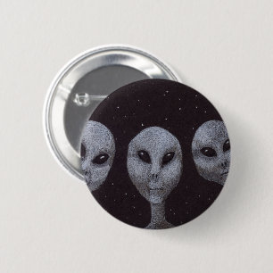 Badge Rond 5 Cm Gris Alien