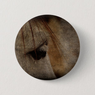Badge Rond 5 Cm Gris Cheval Face Grunge