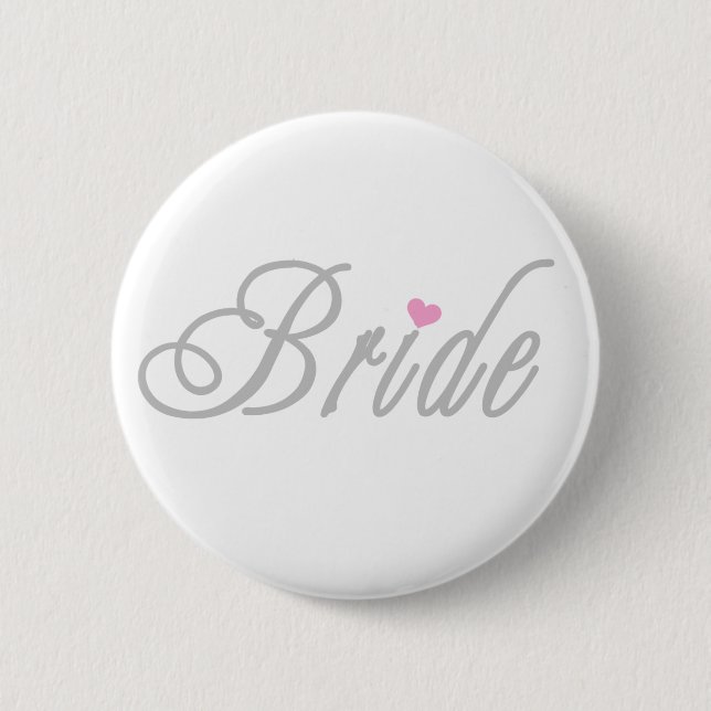 Badge Rond 5 Cm Gris chics de jeune mariée (Devant)