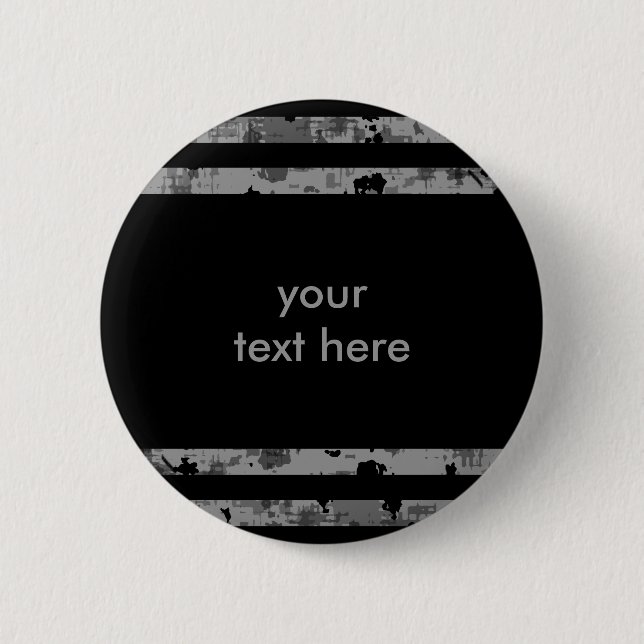 Badge Rond 5 Cm Gris noir et gris rayé (Devant)