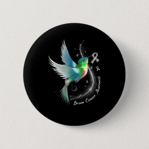 Badge Rond 5 Cm Gris Ruban Humminbird Cerveau Cancer Sensibilisati