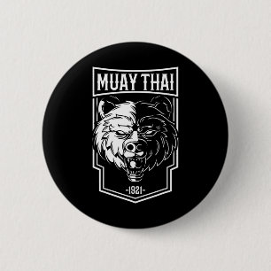 Badge Rond 5 Cm Grizzly Muay Thai - Cadeau de boxe thaïlandaise et