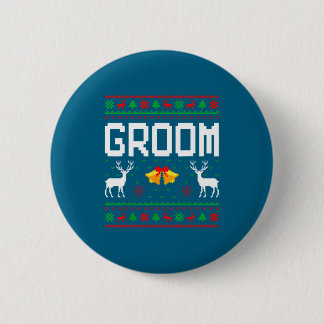 Badge Rond 5 Cm Groom bride married couple ugly christmas sweater 