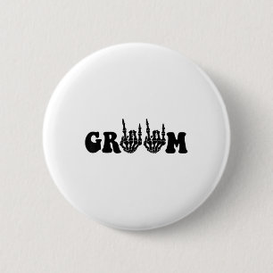 Badge Rond 5 Cm Groom Bride squelette gothique Halloween Mariage B