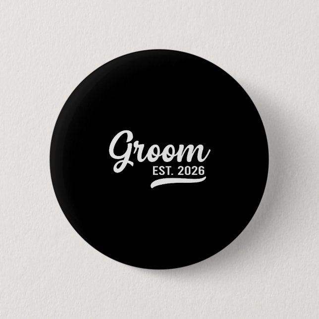 Badge Rond 5 Cm Groom Est 2026 Just Married Honeymoon Wedding Groo (Devant)