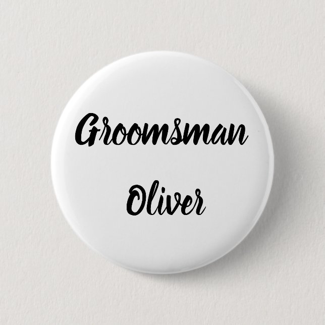 Badge Rond 5 Cm Groomsman Black Nom personnalisé Cadeaux Mariage (Devant)
