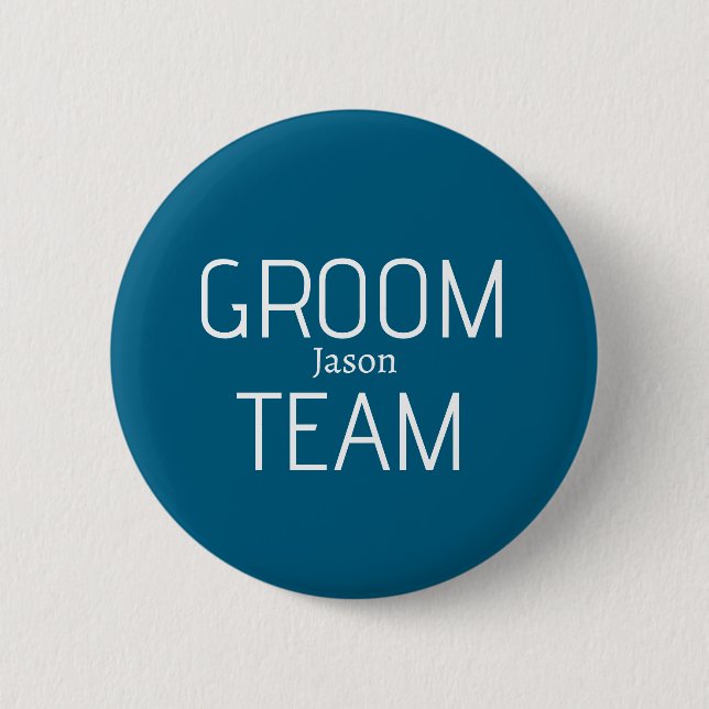 Badge Rond 5 Cm groomsman bold groom team gray blue white bachelor (Devant)