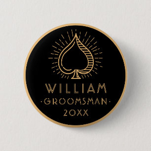 Badge Rond 5 Cm Groomsman de la fête de baccalauréat moderne Ace S