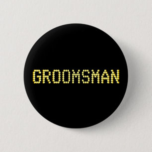 Badge Rond 5 Cm Groomsman. Noir et couleur d'or.  Épouser de Las
