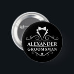 Badge Rond 5 Cm Groomsman Tuxedo Cravate noir<br><div class="desc">Mariage Groomsman Tuxedo Cravate Black Pin Bouton</div>