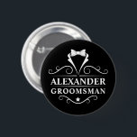 Badge Rond 5 Cm Groomsman Tuxedo Cravate noir<br><div class="desc">Mariage Groomsman Tuxedo Cravate Black Pin Bouton</div>