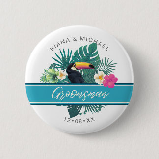 Badge Rond 5 Cm Groomsmane tropical aquarelle ID577
