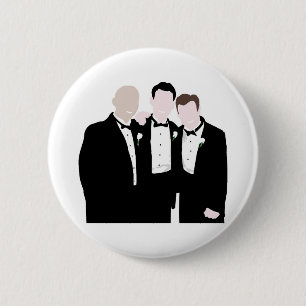 Badge Rond 5 Cm Groomsmen en Cravate noire Pose pour une photo