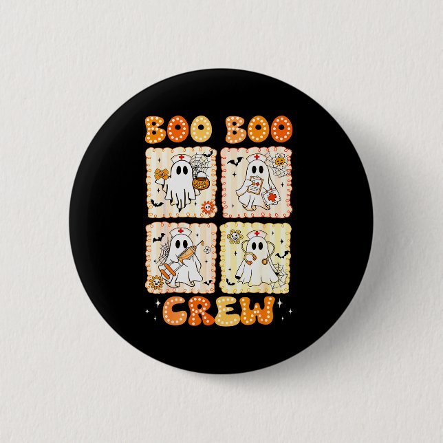 Badge Rond 5 Cm Groovy Boo Boo Crew Nurse Funny Ghost Women Hallow (Devant)