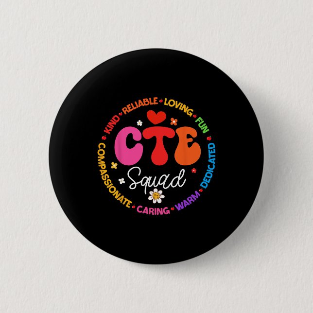 Badge Rond 5 Cm Groovy Cte Squad Prof Ck À L'école Enseignants Élè (Devant)