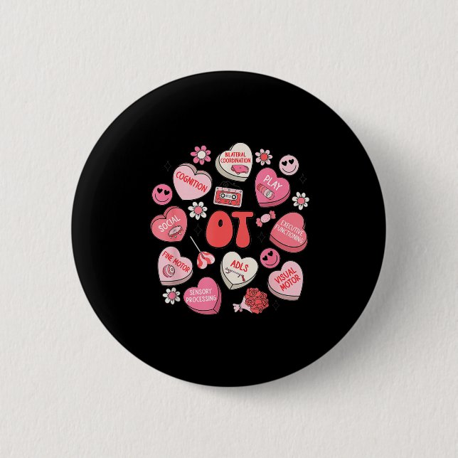Badge Rond 5 Cm Groovy Occupational Therapy Valentine Ot Conversat (Devant)