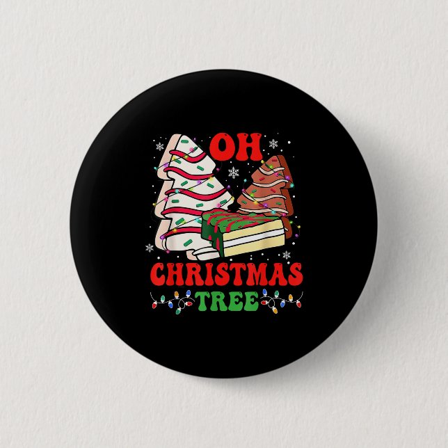 Badge Rond 5 Cm Groovy Oh Christmas Tree Cakes Debbie Becky Jen Ca (Devant)