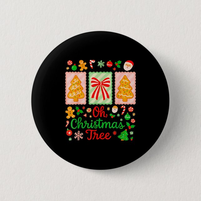 Badge Rond 5 Cm Groovy Oh Christmas Tree Cakes Debbie Becky Jen Ca (Devant)