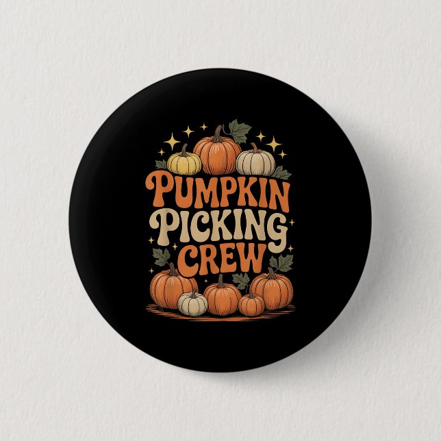 Badge Rond 5 Cm Groovy Pumpkin Cking Crew Matching Family Autumn F (Devant)