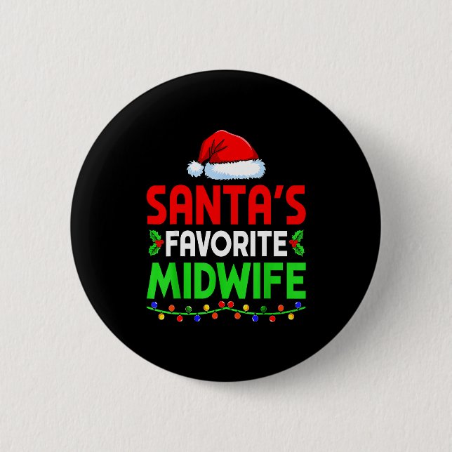 Badge Rond 5 Cm Groovy Santa's Favorite Midwife Nurse Christmas Sa (Devant)