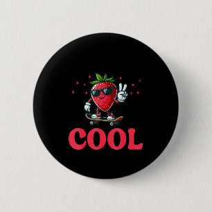Badge Rond 5 Cm Groovy So Berry Cool Fruit Lover Saison Fraise