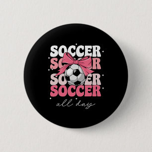 Badge Rond 5 Cm Groovy Soccer Coquette Bow Filles Femmes Soccer To