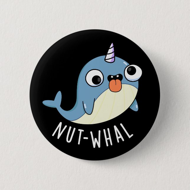 Badge Rond 5 Cm Gros-cétacés Drôle Jeu Narwhal BG foncé (Devant)