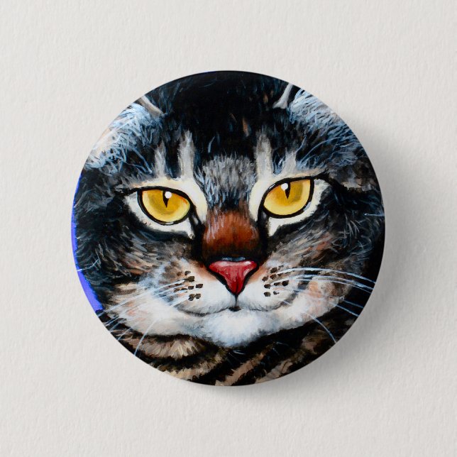Badge Rond 5 Cm Gros chat peint (Devant)