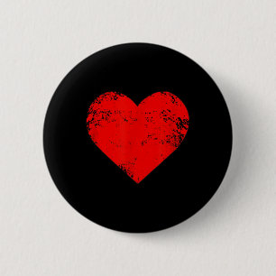 Badge Rond 5 Cm Gros Coeur Rouge Valentines en détresse Jour Cadea