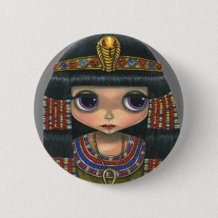 Badge Rond 5 Cm Gros Oeil Cléopâtre Fille Poupée mignonne