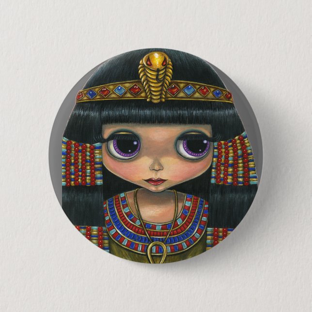 Badge Rond 5 Cm Gros Oeil Cléopâtre Fille Poupée mignonne (Devant)