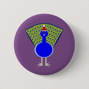 Badge Rond 5 Cm Gros paon de Noël