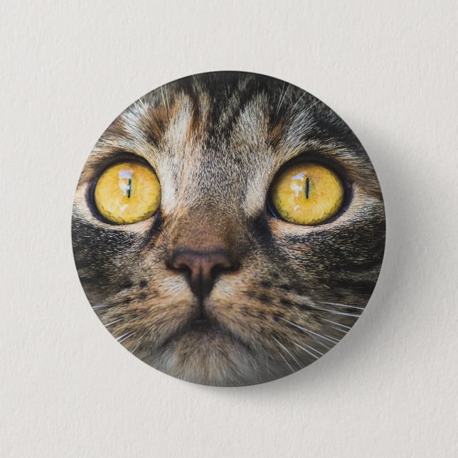 Badge Rond 5 Cm Gros plan de chat avec Yellow Eyes (Devant)