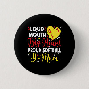Badge Rond 5 Cm Grosse Bouche Gros Cœur Fière Maman T Douce de la