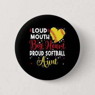 Badge Rond 5 Cm Grosse Bouche Gros Cœur Fière Tante de la Fête des