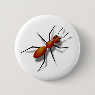 Badge Rond 5 Cm Grosse fourmi rouge