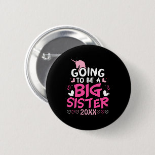 Badge Rond 5 Cm Grosse Soeur Coeurs Unicorne Rose