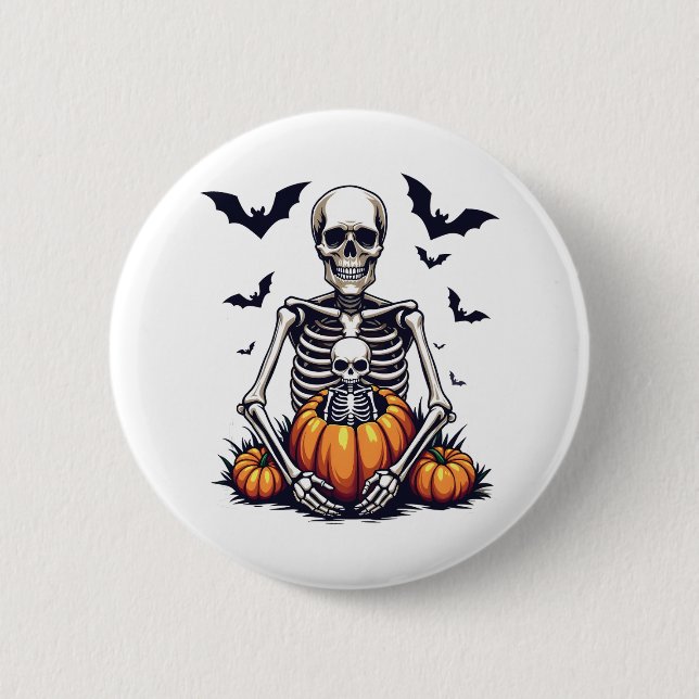 Badge Rond 5 Cm Grossesse éffrayante de squelette enceinte d'Hallo (Devant)